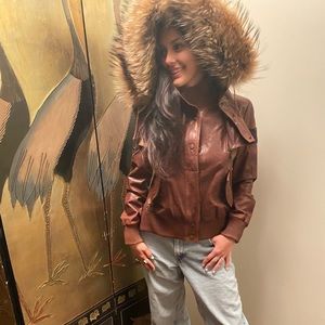 Philip Plein leather fur jacket - like NEW!